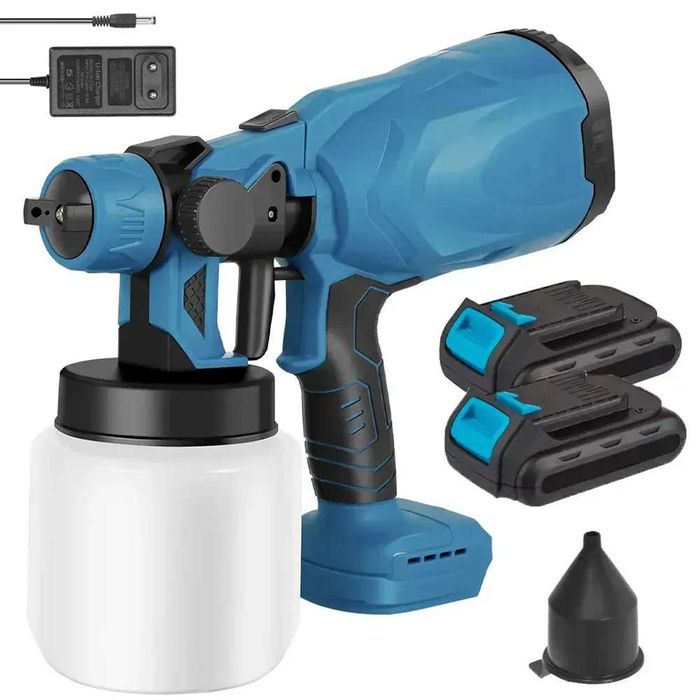 Беспроводной распылитель краски, краскопульт с двумя аккумуляторами.