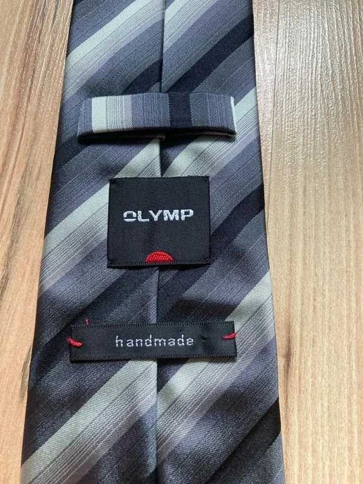 Szary krawat handmade Olymp, 100% JEDWAB
