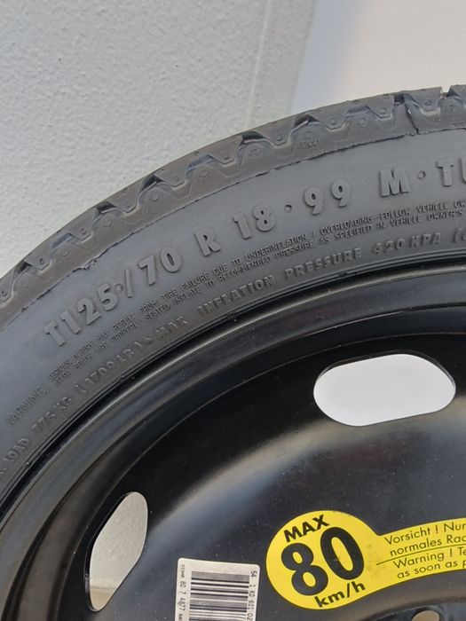 Roda Jante Emergência com Pneu Suplente Continental SContact T125 70 R18 99M 5x112