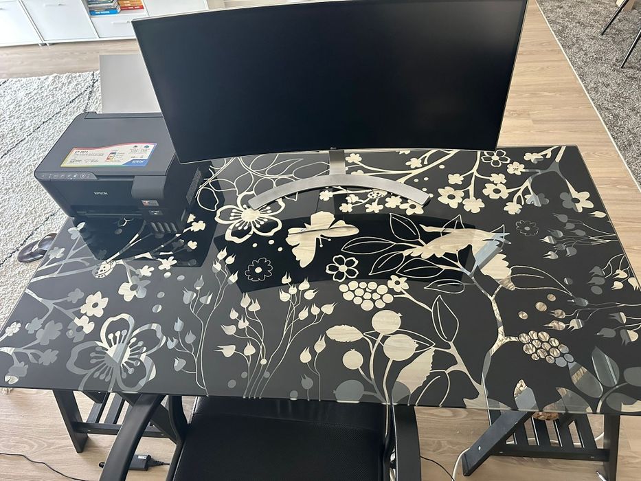 mesa de escritório Tampo de vidro