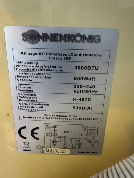 De-Humidifier Sonnenkönig 9000BTU / 950W