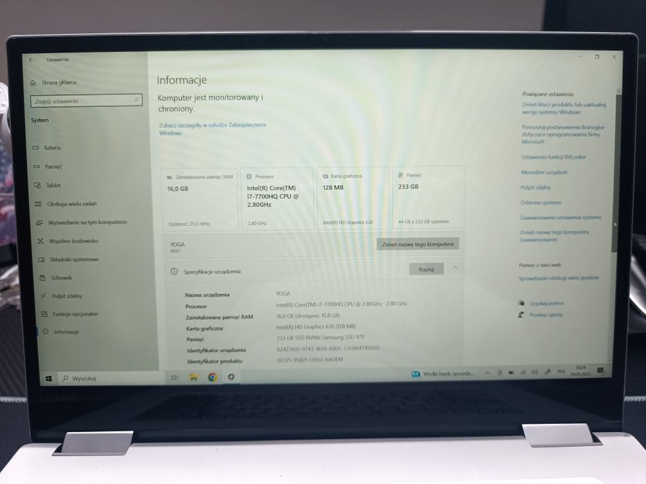 Laptop Lenovo Yoga 720-15IKB 15,6" Dotykowy ekran INTEL Core i7 RAM 16