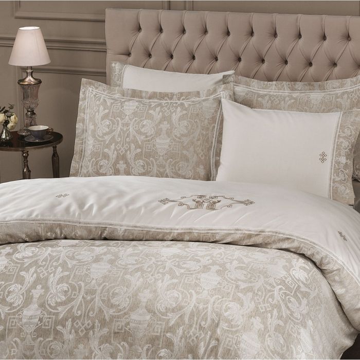 Постельное белье Tivolyo home  жаккард люкс/лён евро