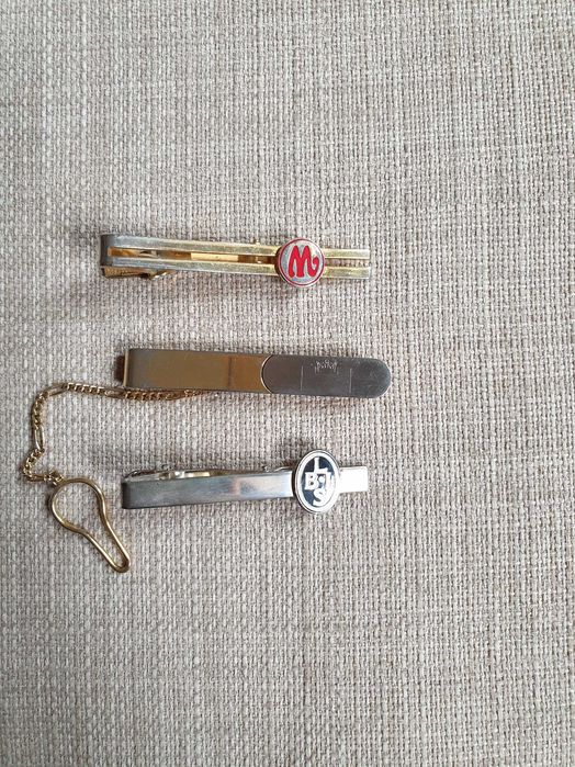 3x Spinka do krawata, Prince, Marabou, inna srebrna, złota