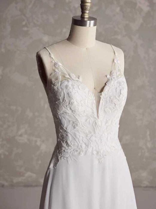 Suknia ślubna boho ivory gorset koronkowe wstawki bufiaste rękawy 34, 36, 38, 40, 42, 44,46, 48