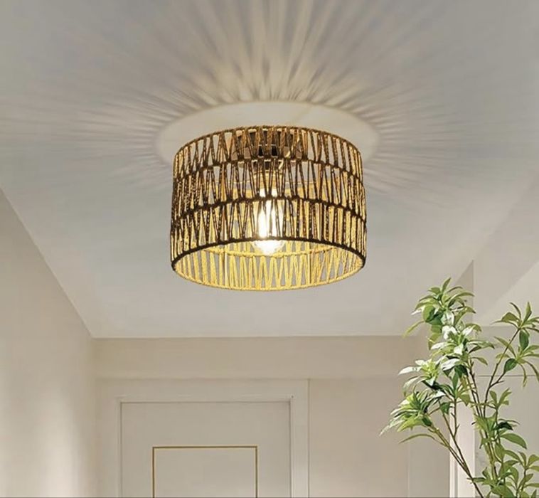Abajur Boho em Rattan Osasy – Elegância Natural e Aconchegante
