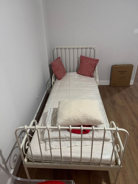 cama completa estrado e colchão metal extensíveis
