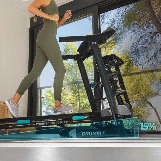 Passadeira eléctrica de corrida dobrável - Cecotec - DrumFit WayHome 1600 Obelia Ultraflex Pro, com Cinto de Massagem, Halteres, etc