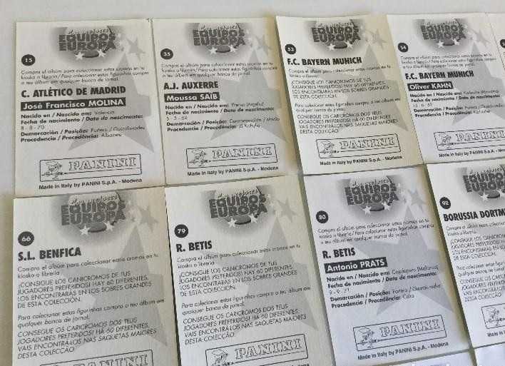 Cromos as Melhores equipas da Europa 1996/1997
