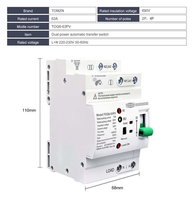 АВР AVR Автоматичний ввід резервного живлення tomzn toq6-63pv аналог