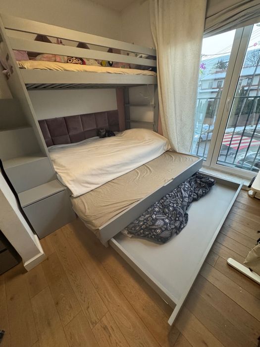 Łóżko piętrowe potrójne , solidne, drewniane