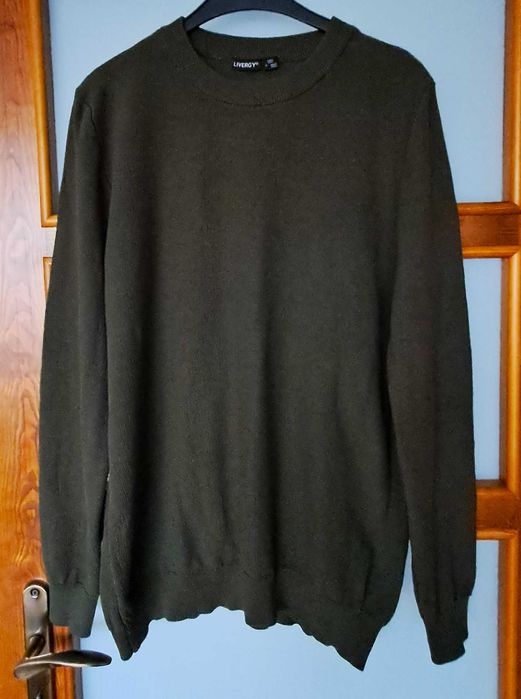 męski bawełniany sweter ciemna oliwka LIVERGY 52/54 L