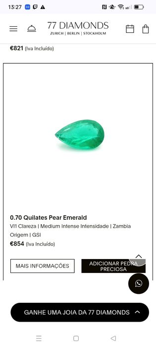 Esmeralda Zambiana 0,86ct (IGE)