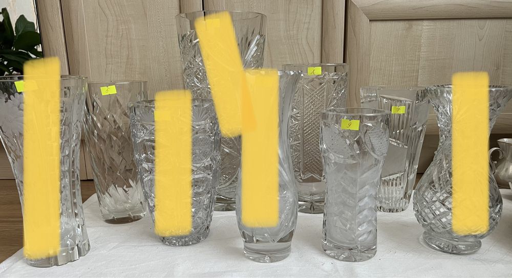 Кришталеві вази, стакани