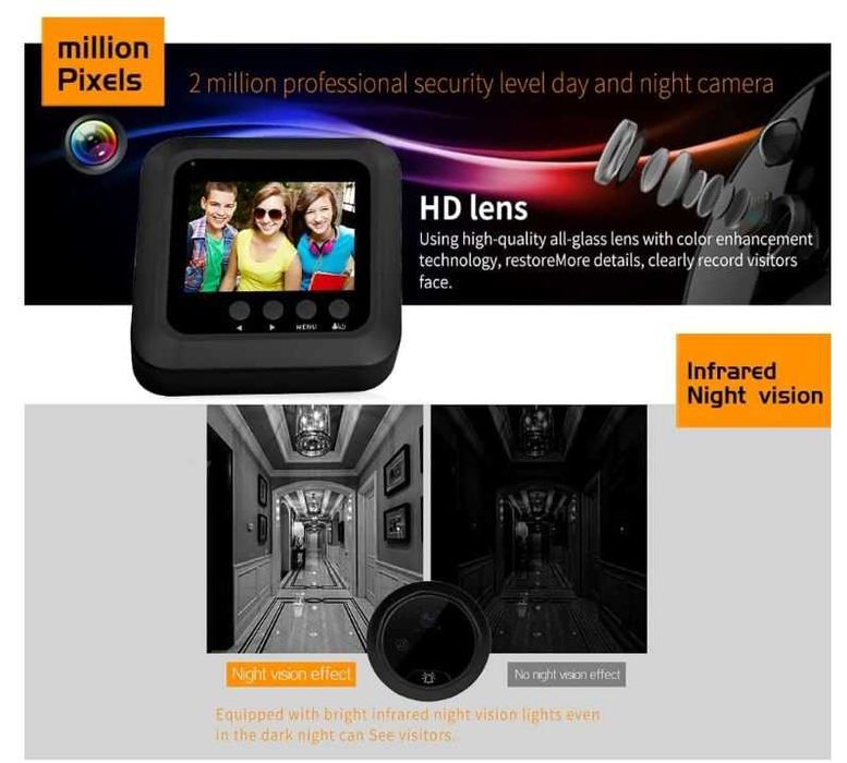 Wizjer (judasz) do drzwi z kamerą i wyświetlaczem 2.4'' ‎Splenssy