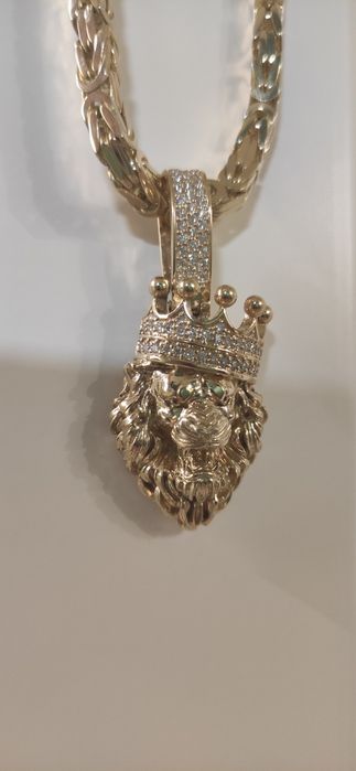 Złoty Królewski Lew 14 K - 585 z diamentami - od ręki!!!