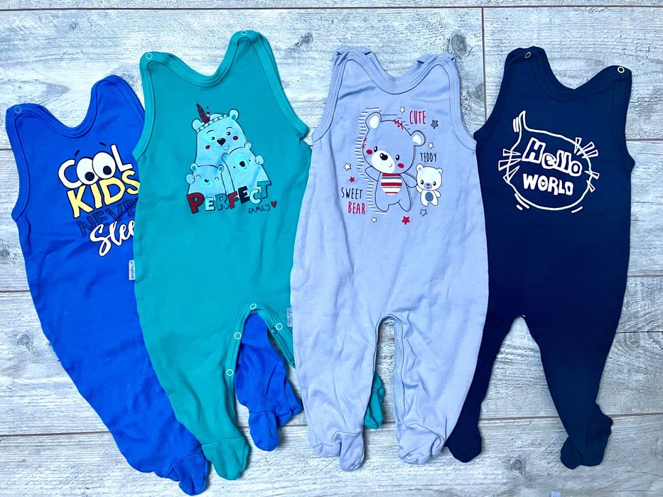 Śpioszki pajace 4 szt rozpinane 80, idealne nowe