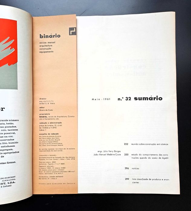 Revista Binário Arquitectura Equipamento números 31 e 32 1961