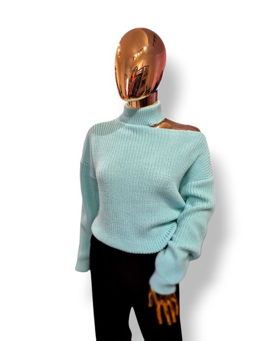 Sweter miętowy z chokerem Lalu rozmiar uniwersalny