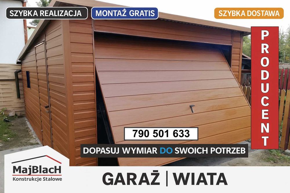 Montaż w Cenie -Garaż Blaszany ZŁOTY DĄB - Garaże Blaszane – Maj-Blach