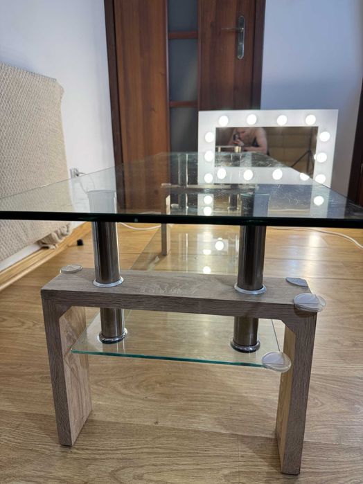 Szklany stolik kawowy – szkło hartowane, nowoczesny design, 130×45×45