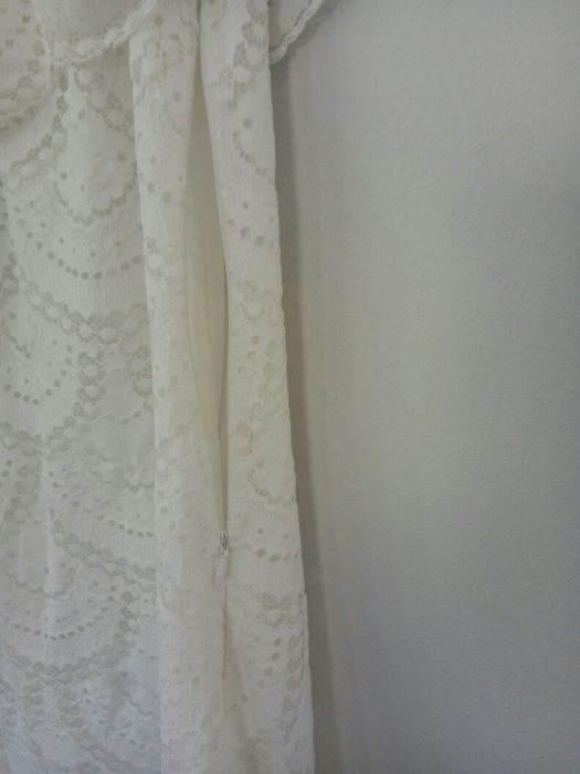 Sukienka hiszpanka biała koronkowa bez ramion poprawiny ślub boho