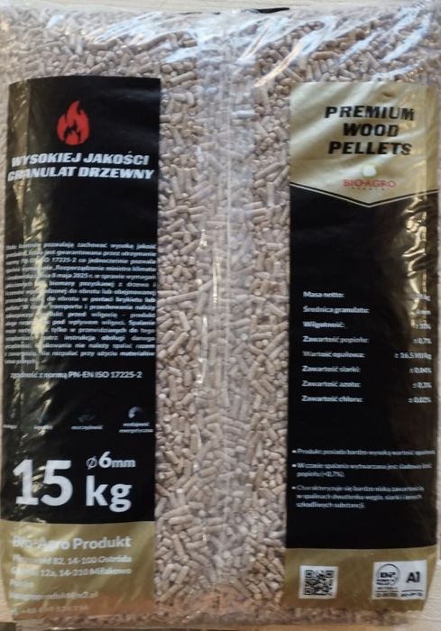 Premium Wood pellet pelet opał 6mm Polski A1 certyfikat