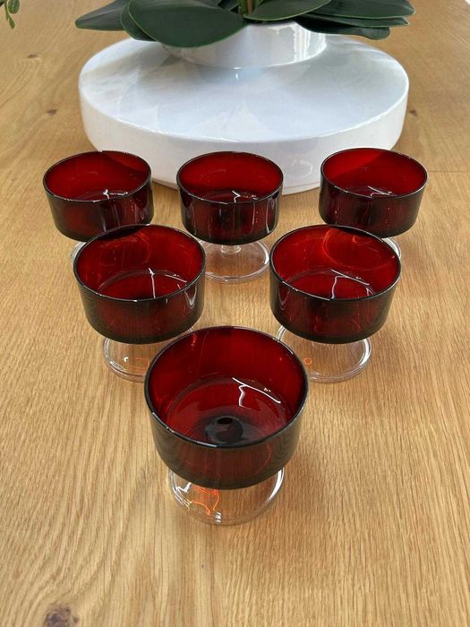 Copos Ruby Red Cavalier - Luminarc - Anos 70