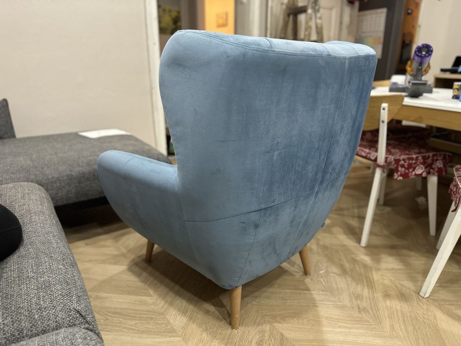 Fotel Kelso Błękitny Uszak  ! Piękny i elegancki ! Transport Katowice