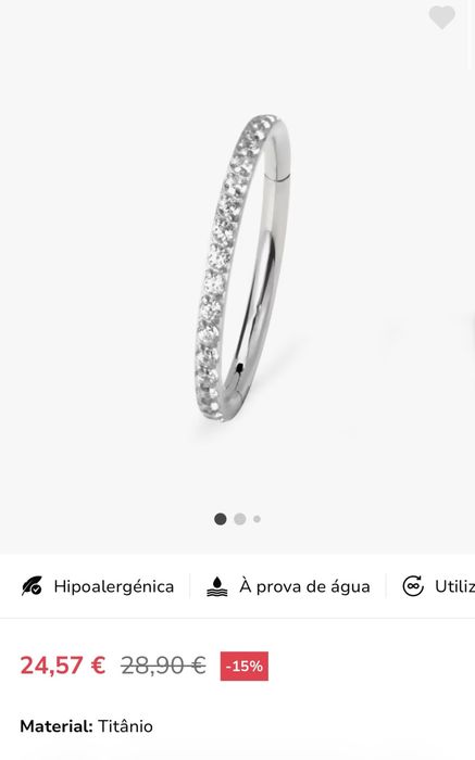 Piercing Argola com Zirconias  em titânio NOVO