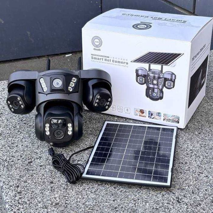 Автономна камера на батареї 4G V380 15МП вулична поворотна сонячна 3в1