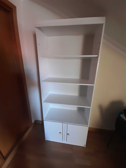 Movel de Entrada e Mesa de sala C/ Pedra + 2 ESTANTES BRANCAS