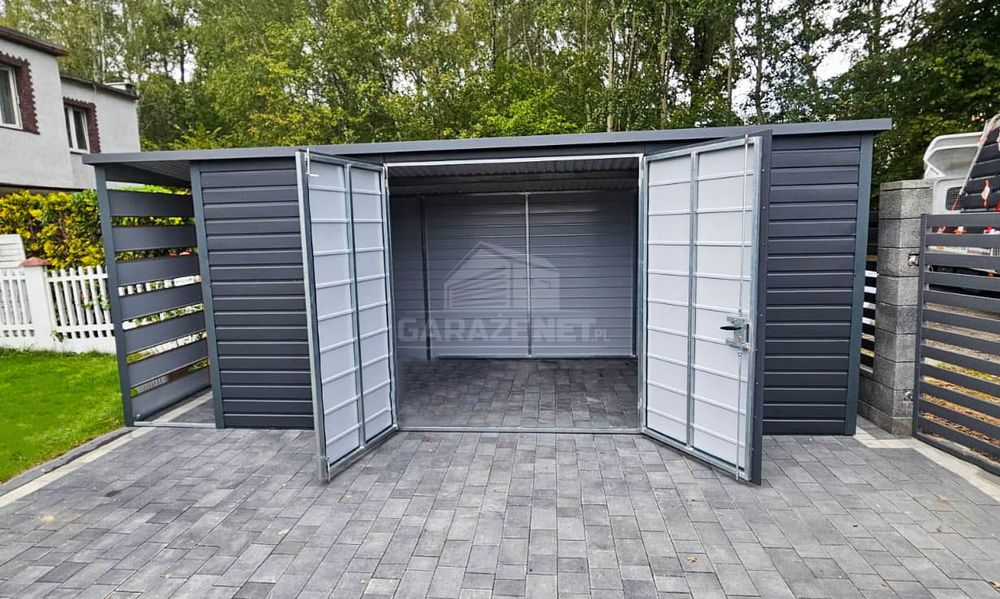 Schowek Domek Ogrodowy 5X2M Antracyt Grafit Dach Spad W Tył Ts829