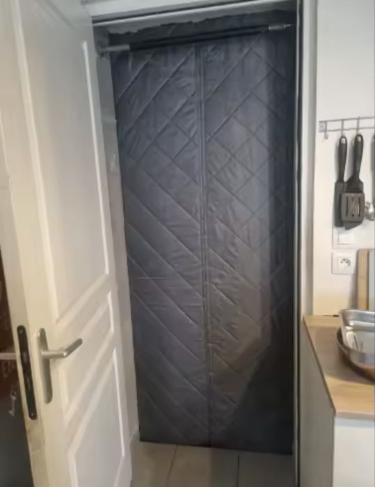 Zaslona termiczna drzwi termiczne 100x200cm czarne zima izolacja