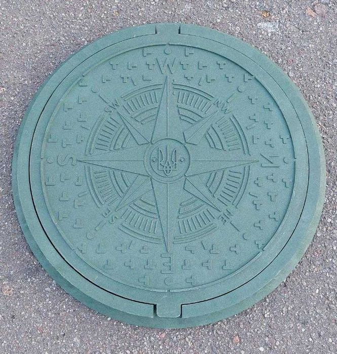 Люк садовий патріотичний "Герб УКРАЇНИ" зелений