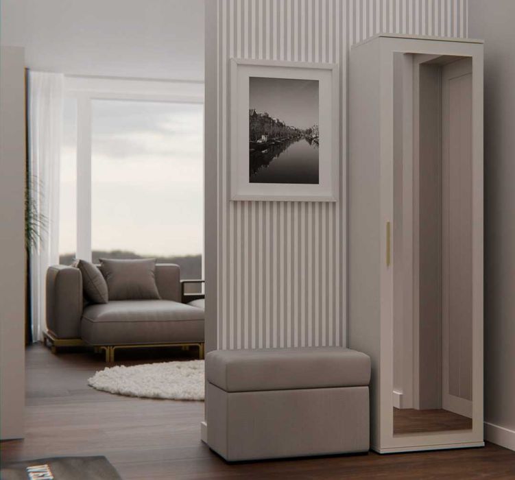 Szafa z lustrem w kartonie wieszak lustro przedpokój kaszmir beż