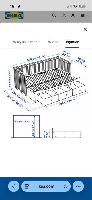 Sprzedam łóżko Hemnes
