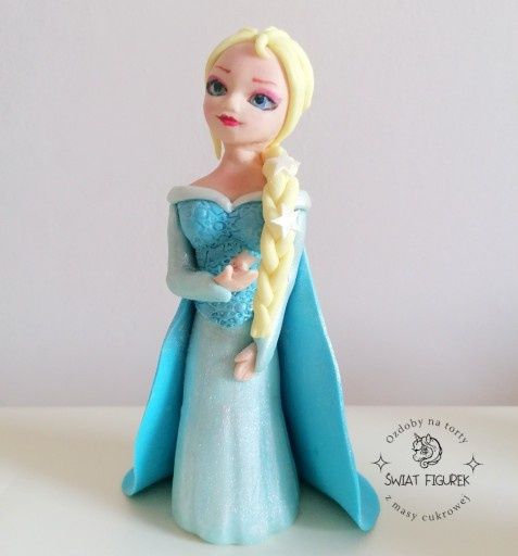 Figurka Elsa z krainy lodu z masy cukrowej na tort