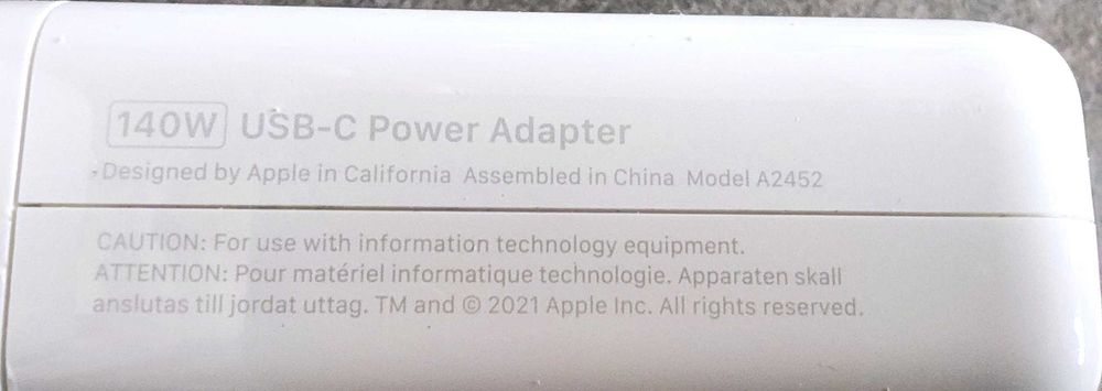 Apple zasilacz/ładowarka 140W A2452 Oryginalny