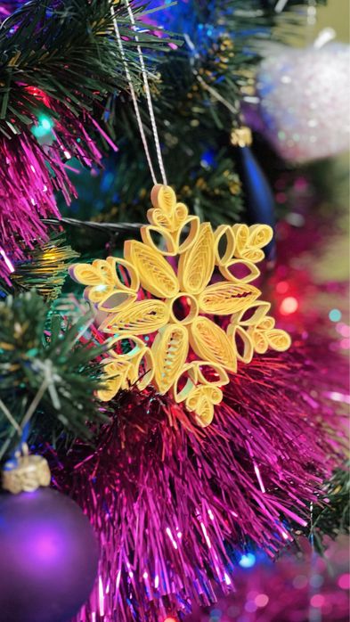 Gwiazdka, ozdoba choinkowa, quilling, ręcznie robiona, święta