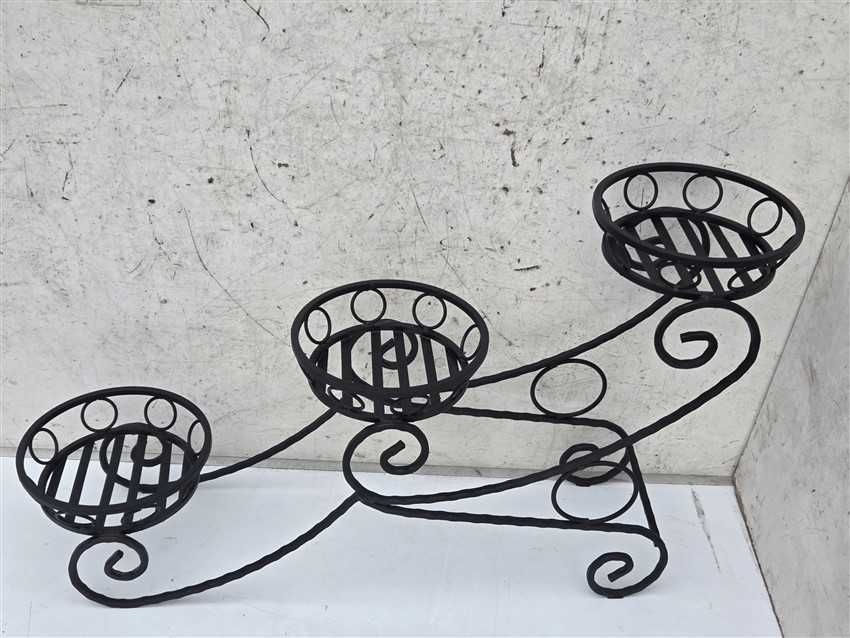 KWIETNIK STALOWY NA 3 kwiaty doniczki czarny