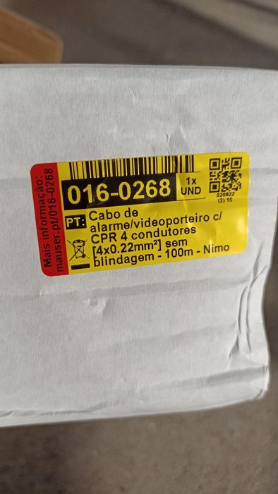 Cabo de alarme/videoporteiro