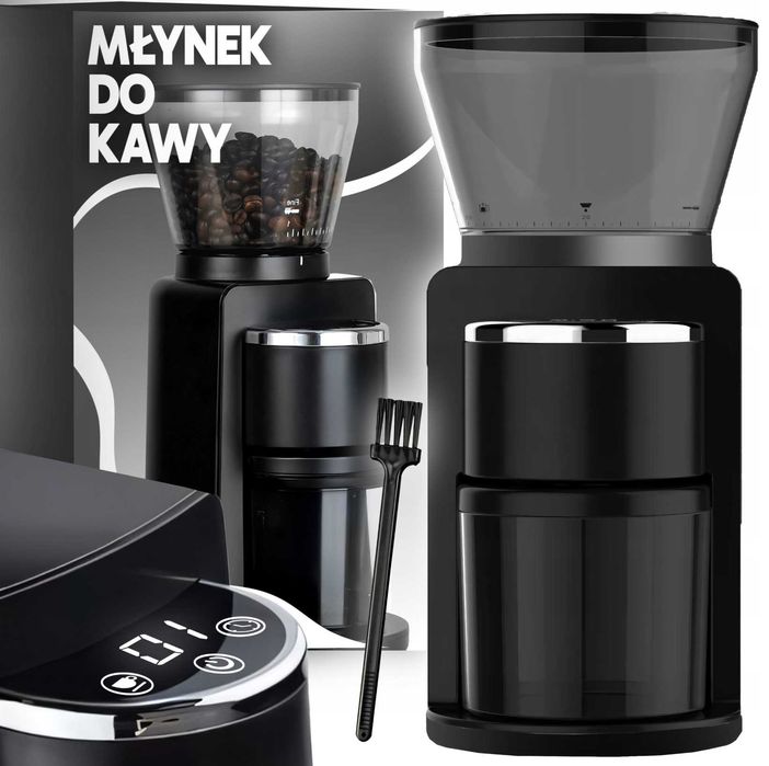 Elektryczny Młynek Do Kawy 180W Żarnowy Automatyczny + 52 Poziomy