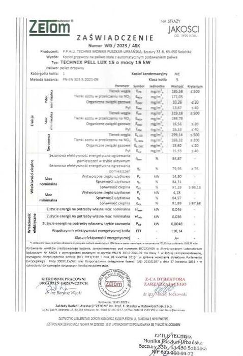 KOCIOŁ z podajnikiem na PELLET 15 kW. Piece klasy 5 Ecodesign Pelet
