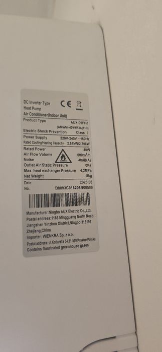 Klimatyzacja/ pompa ciepła aux PROMOCJA tylko dzis 3800