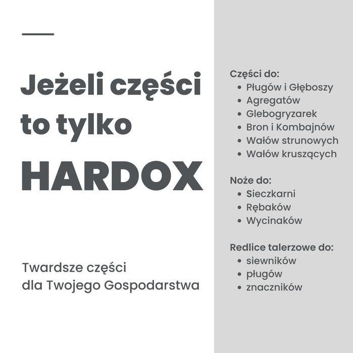 Lemiesz Unia Grudziądz HARDOX części do pługa 2X lepsze niż Borowe