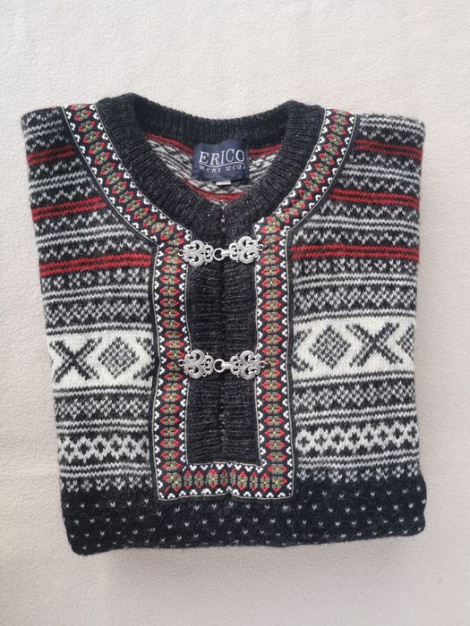 Męski sweter L w norweski wzór wełna