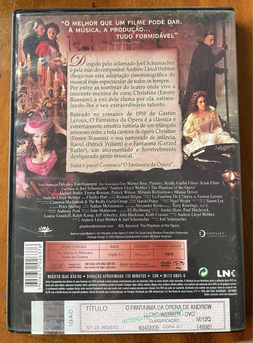 DVD O Fantasma da Ópera