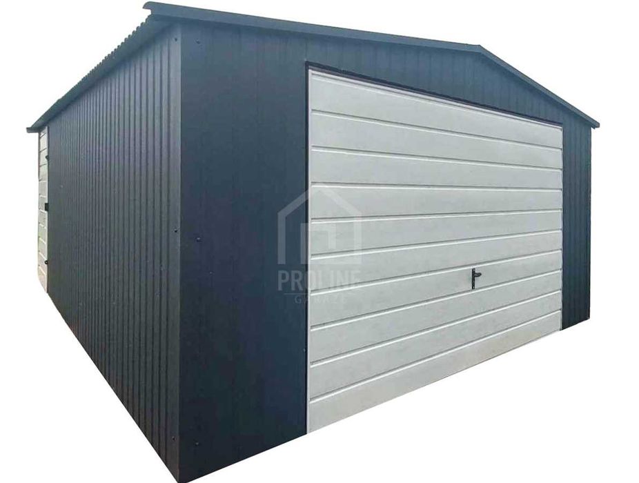 Garaż blaszany 4,5x5m brama uchylna dach dwuspadowy PLG251