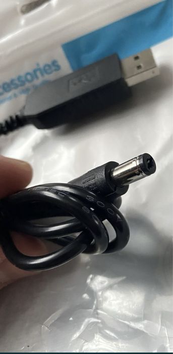 Шнур(кабель) на 12V з пертворювачем для роутера від павербанку USB